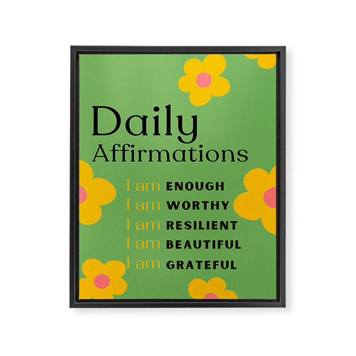 daily affirmations - self care motivational intentions Framed Canvas Print Gallery Image 1
