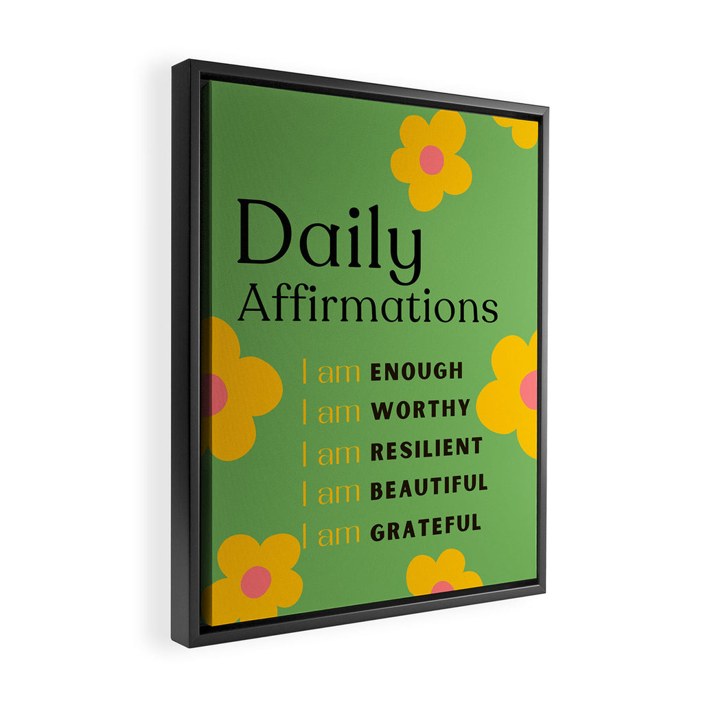 daily affirmations - self care motivational intentions Framed Canvas Print Gallery Image 2