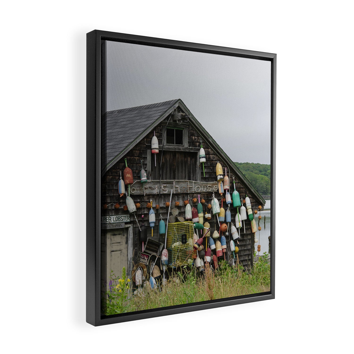 Fish House - travel photography Maine New England building Framed Canvas Print Gallery Image 2