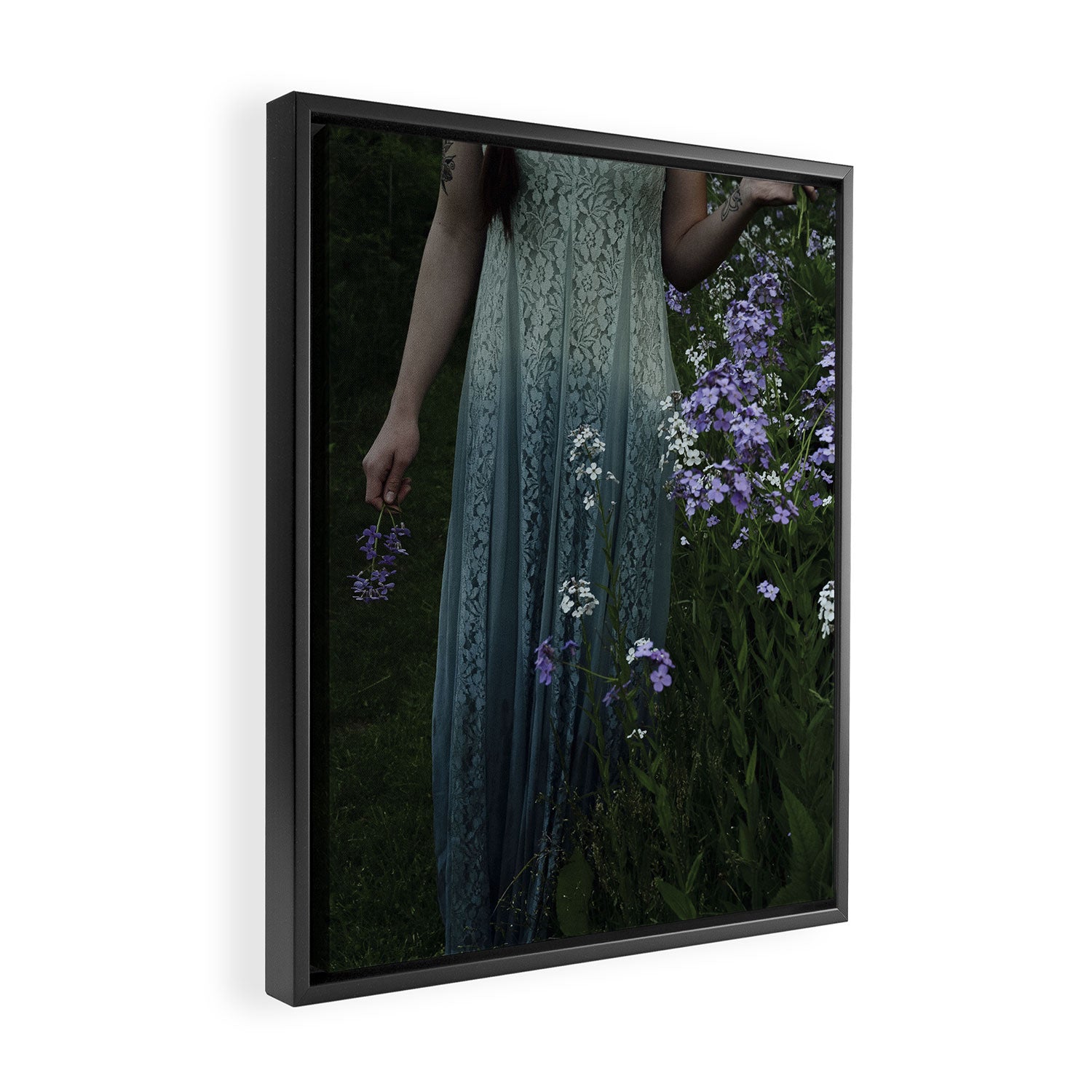 flowers of her soul - moody garden portrait Framed Canvas Print Gallery Image 2