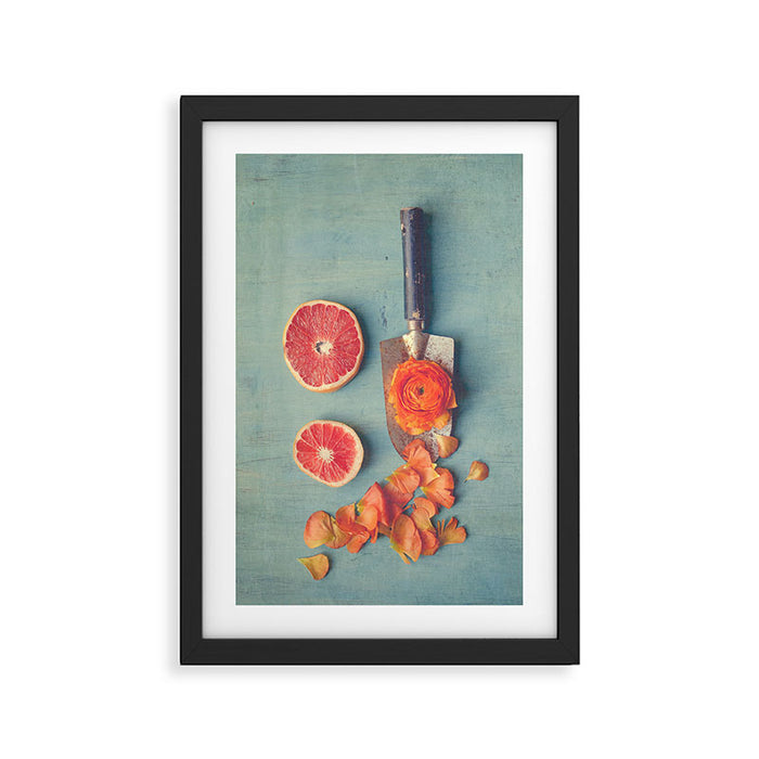 Grapefruit and Flowers Framed Art Print Gallery Image 1