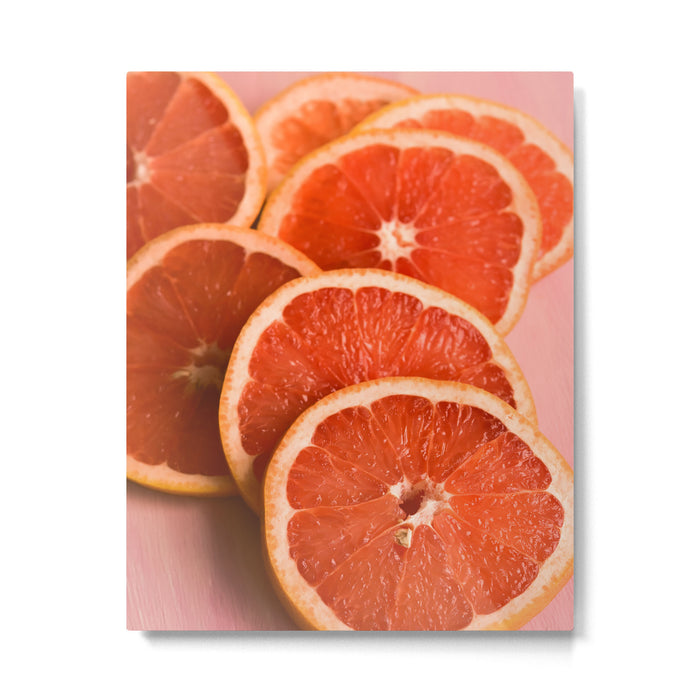 Grapefruit on Pink - still life floral photograph Metal Print Gallery Image 1