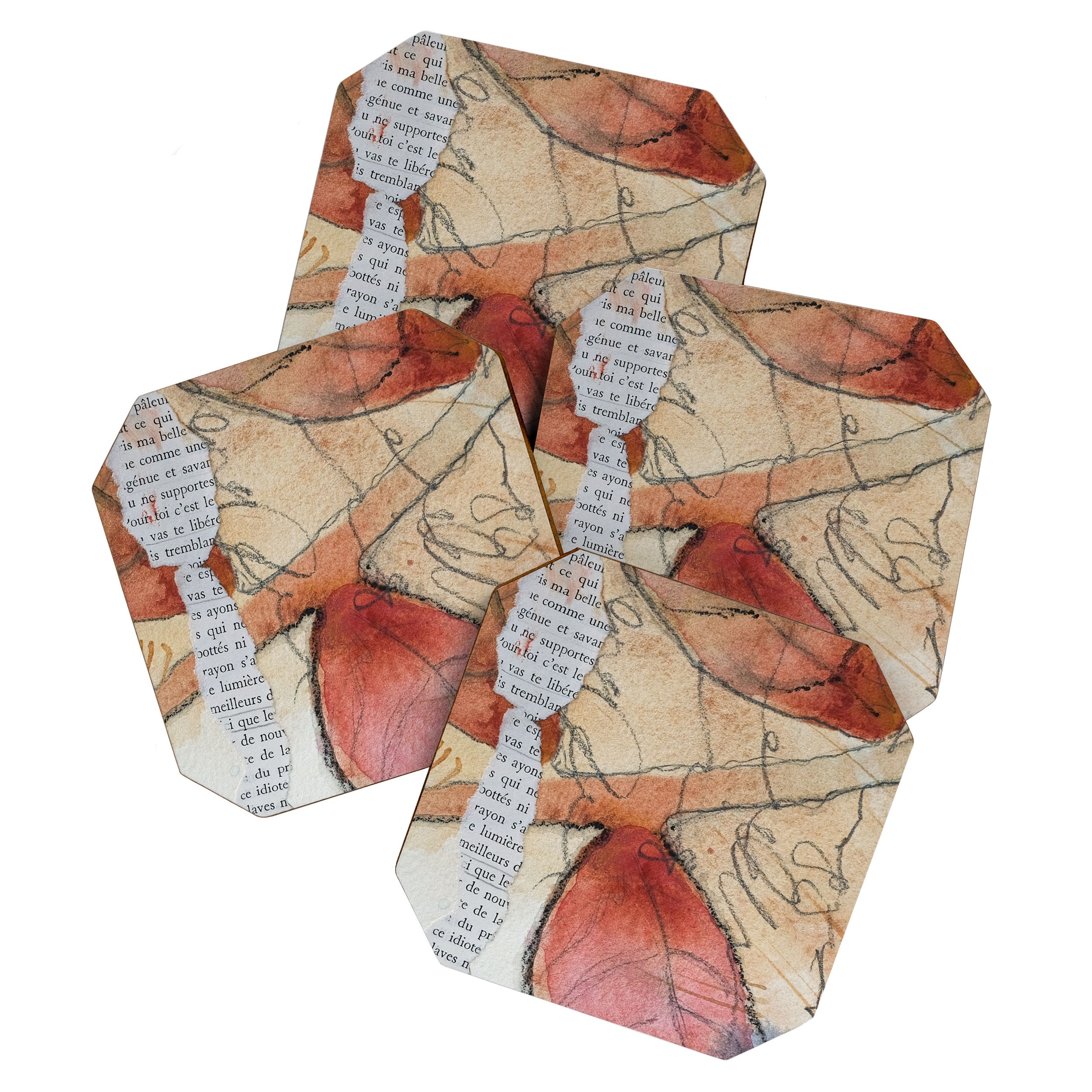 joy - botanical mixed media watercolor abstract Coaster Gallery Image 1