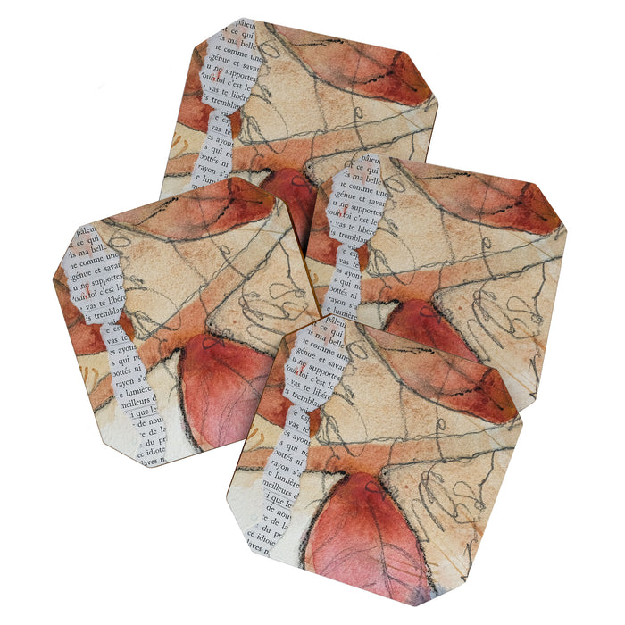joy - botanical mixed media watercolor abstract Coaster Gallery Image 1