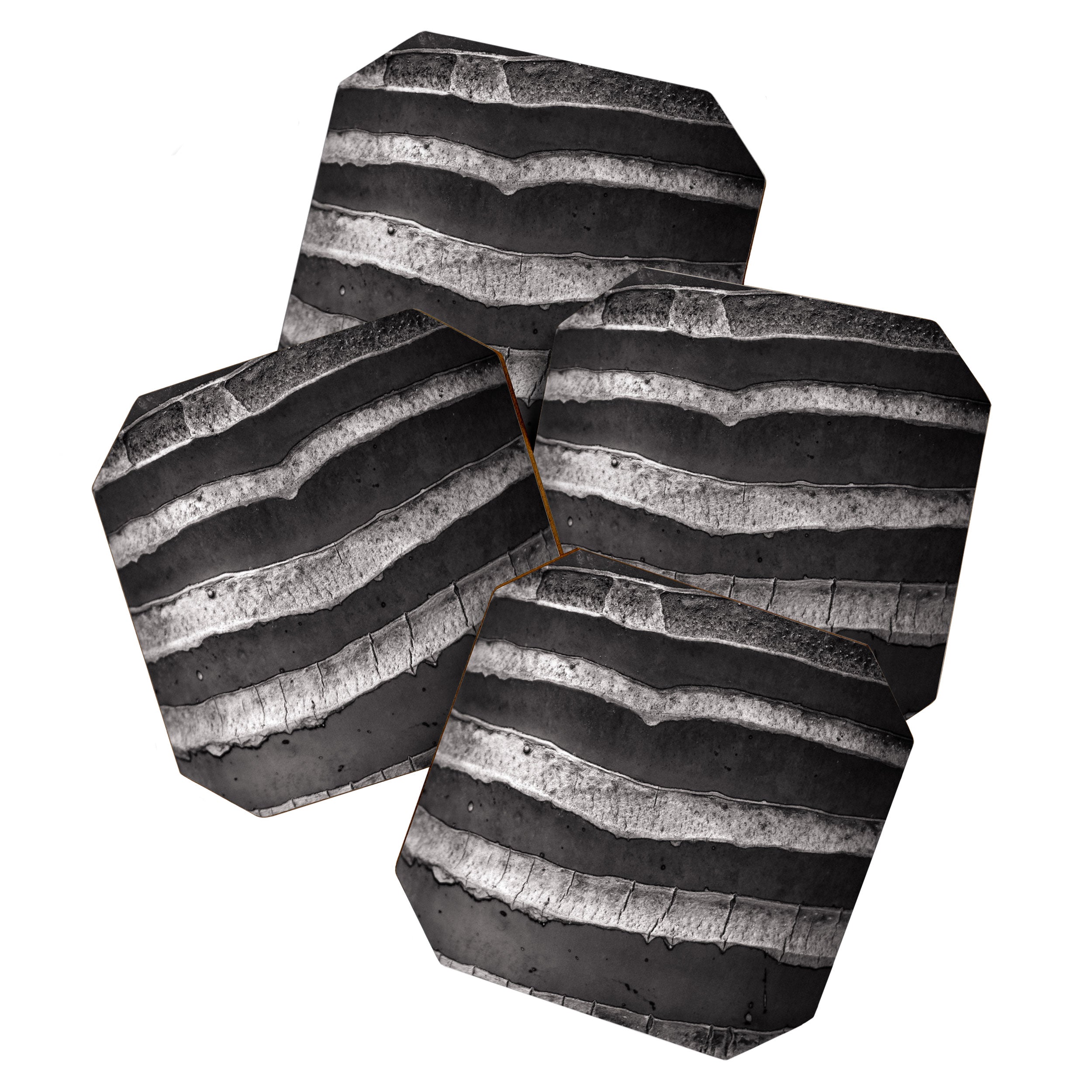 Layers - Contemporary Black and White Abstract Coaster Gallery Image 1