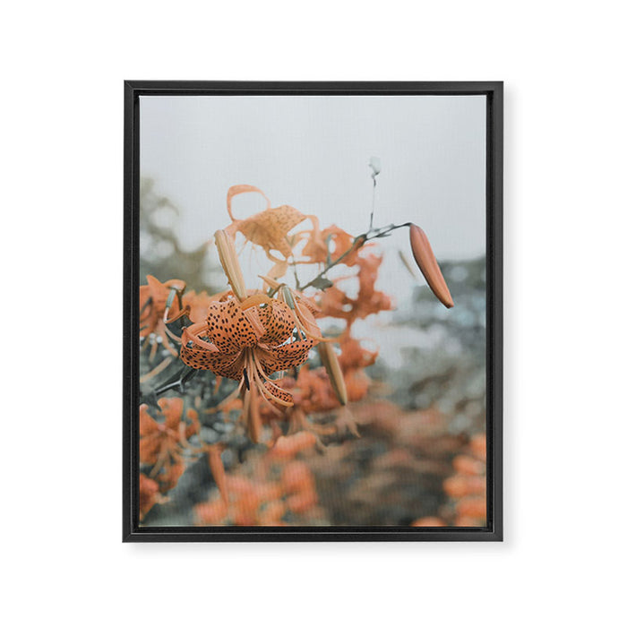 Lily - Orange terra cotta modern botanical floral Framed Canvas Print Gallery Image 1