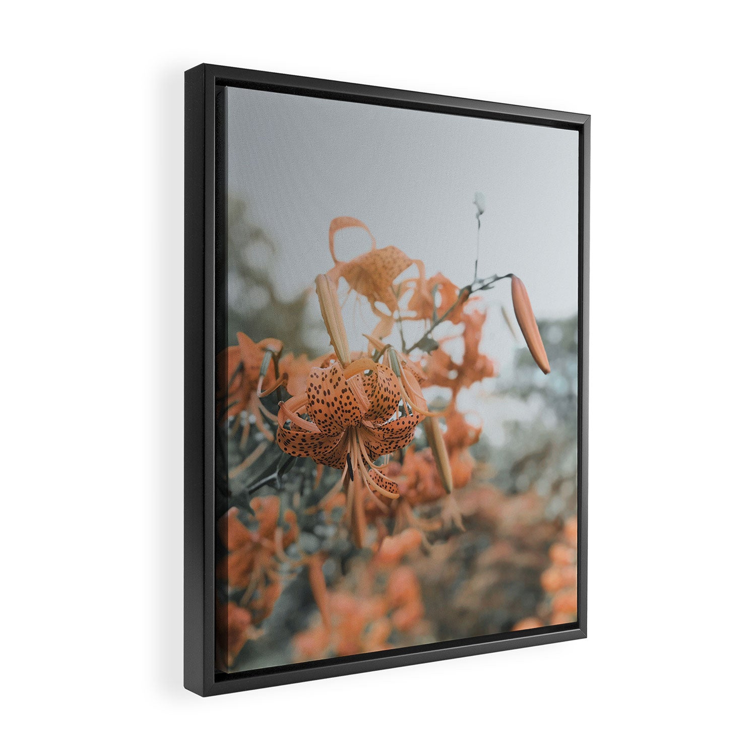 Lily - Orange terra cotta modern botanical floral Framed Canvas Print Gallery Image 2