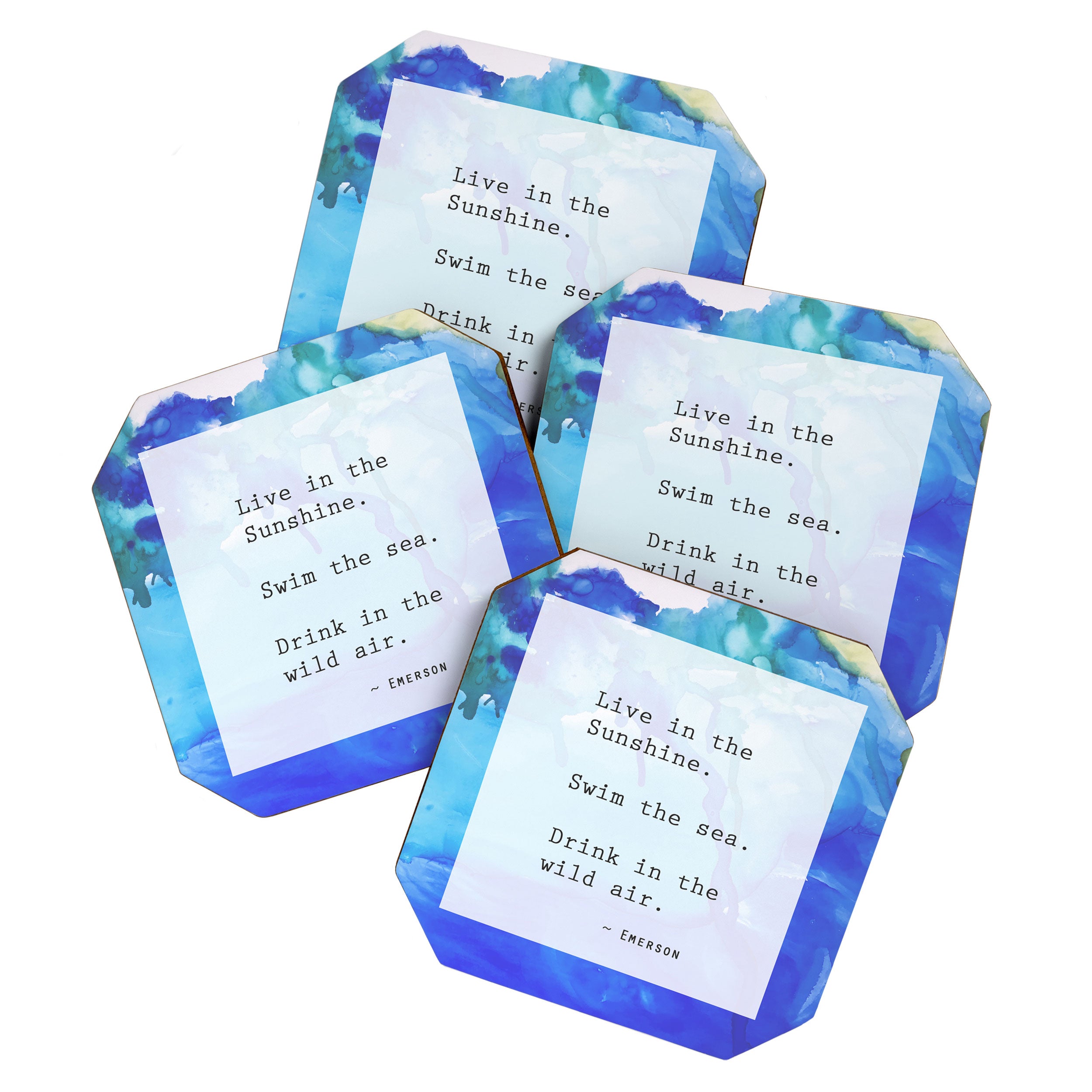 Live in the Sunshine - nature environment quote watercolor abstract Coaster Gallery Image 1