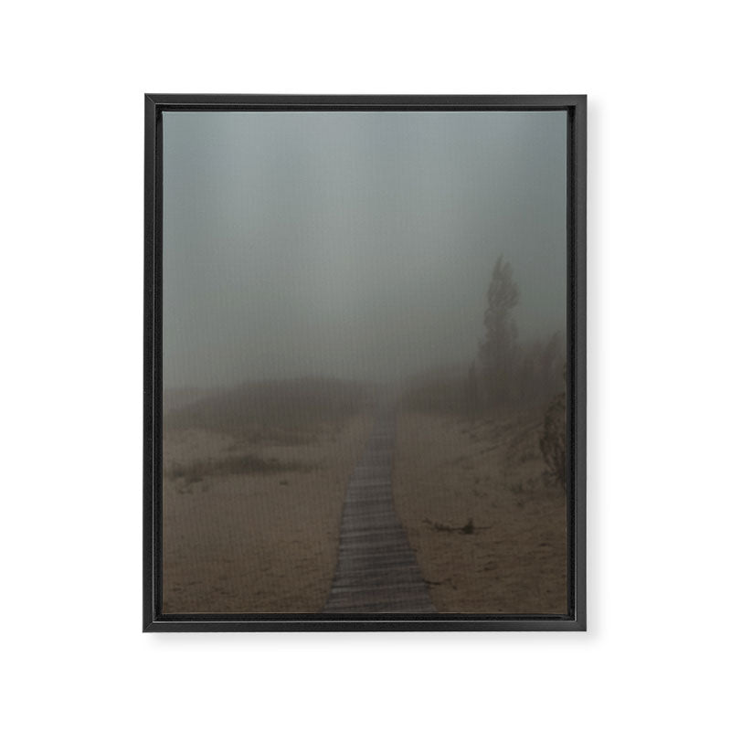 Low Visibility - beach path photograph fog Michigan Framed Canvas Print Gallery Image 6