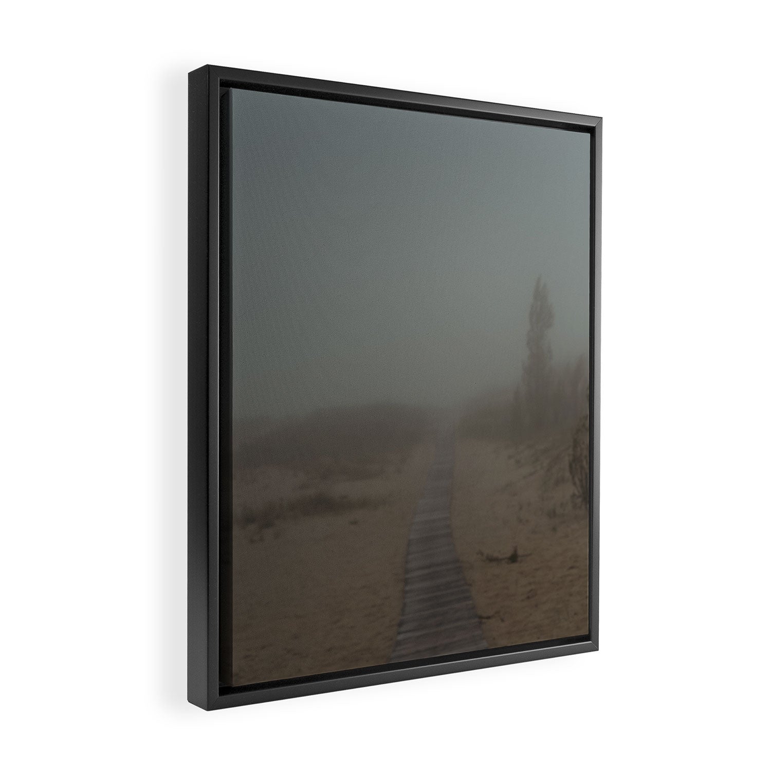 Low Visibility - beach path photograph fog Michigan Framed Canvas Print Gallery Image 2