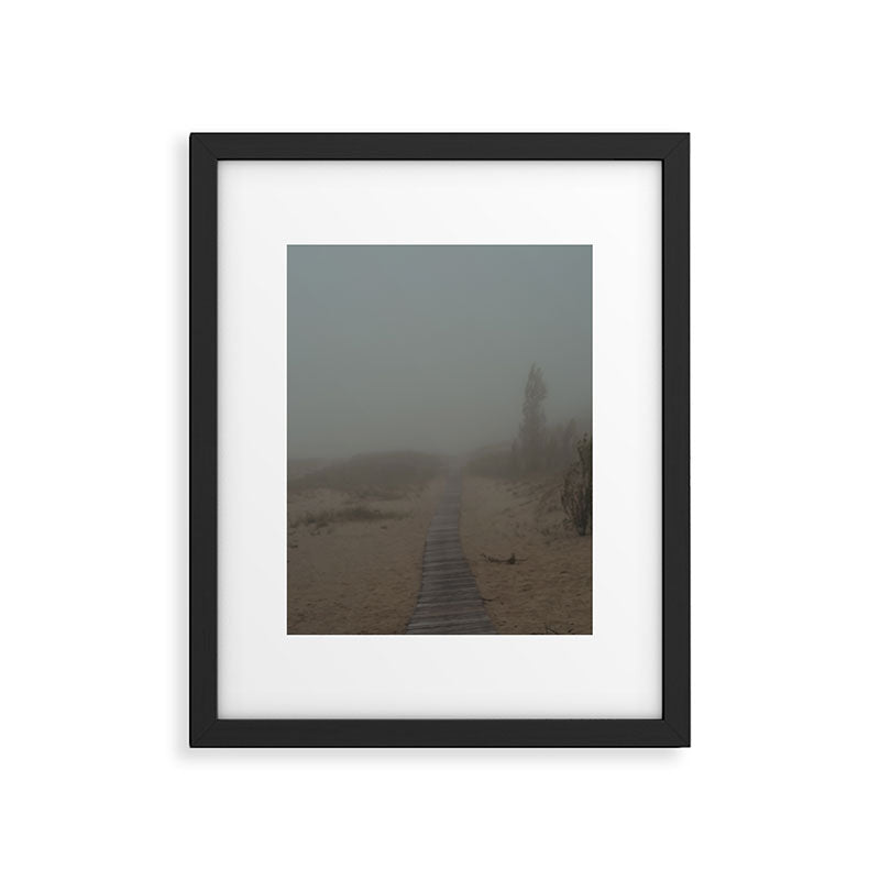 Low Visibility - beach path photograph fog Michigan Framed Art Print Gallery Image 5