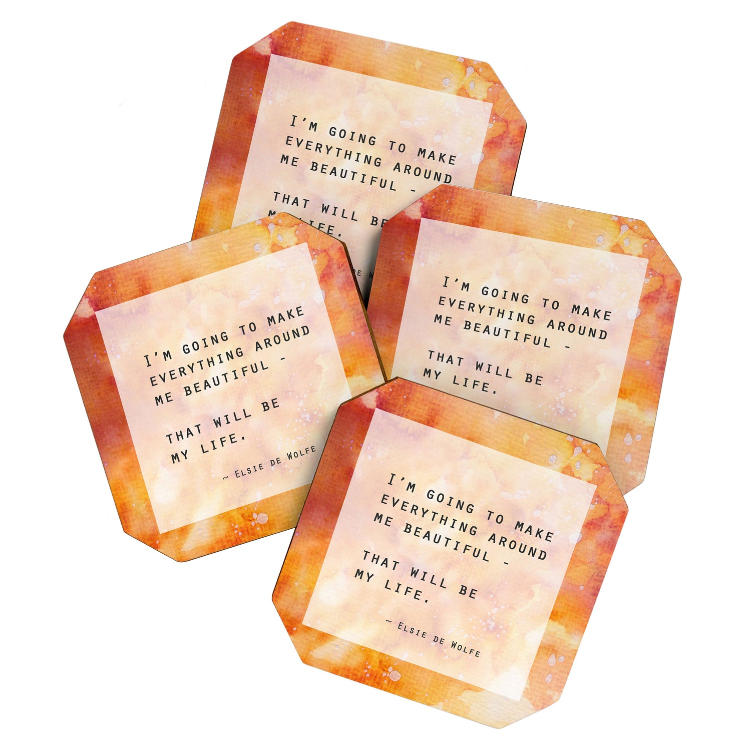 Make Everything Beautiful - inspirational quote on watercolor abstract Coaster Gallery Image 1