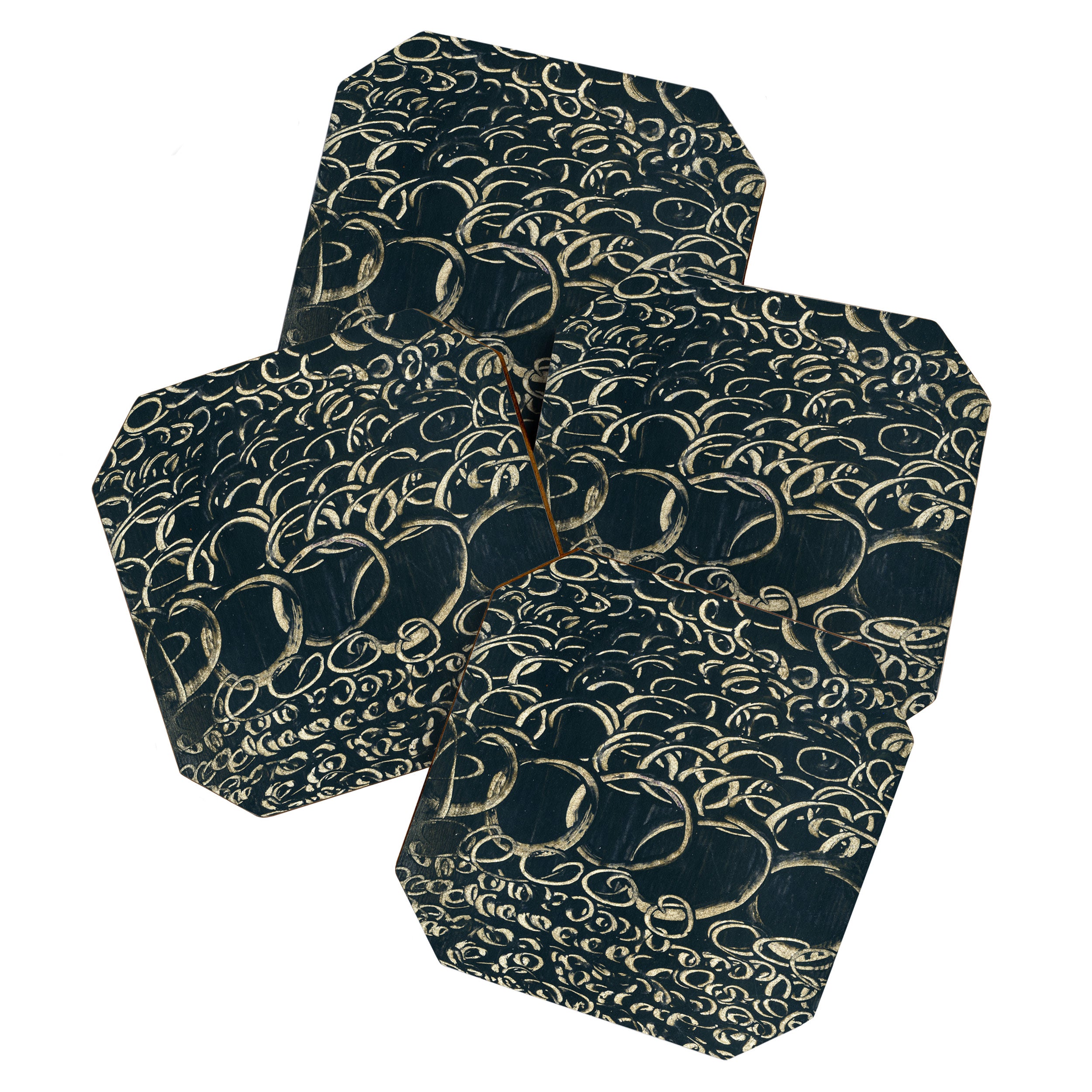 Migration - black and white abstract painting marks bold Coaster Gallery Image 1