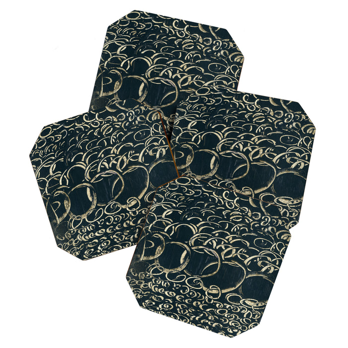 Migration - black and white abstract painting marks bold Coaster Gallery Image 1
