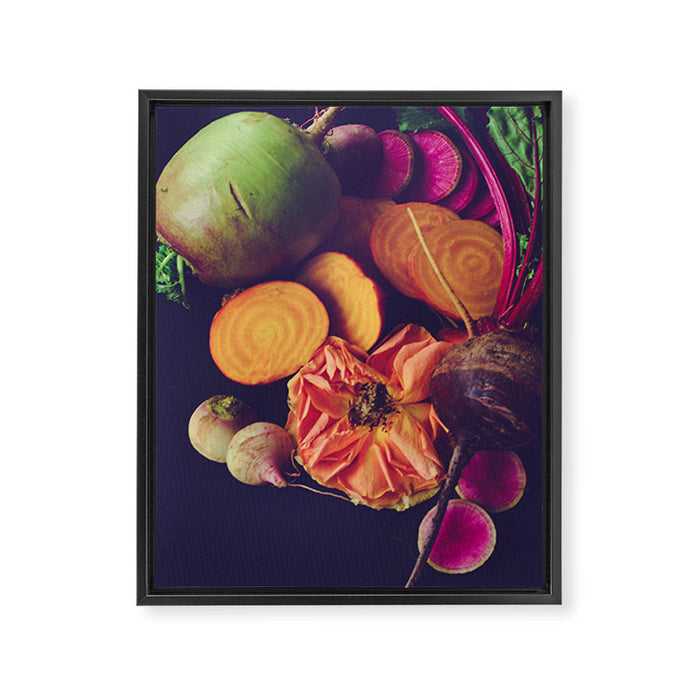 Moody Modern Botanical Floral and Vegetables Framed Canvas Print Gallery Image 1