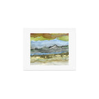Mountains and River Watercolor Landscape abstract Art Print Gallery Image 1