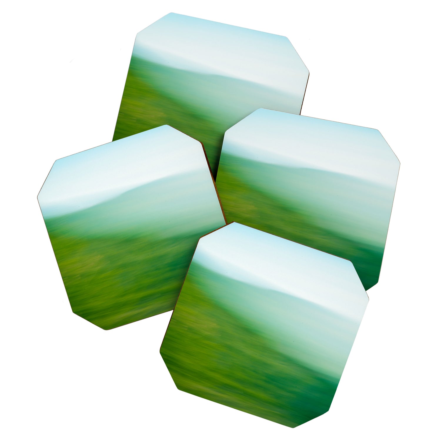 Mountains and Sea - green abstract nature photograph Coaster Gallery Image 1