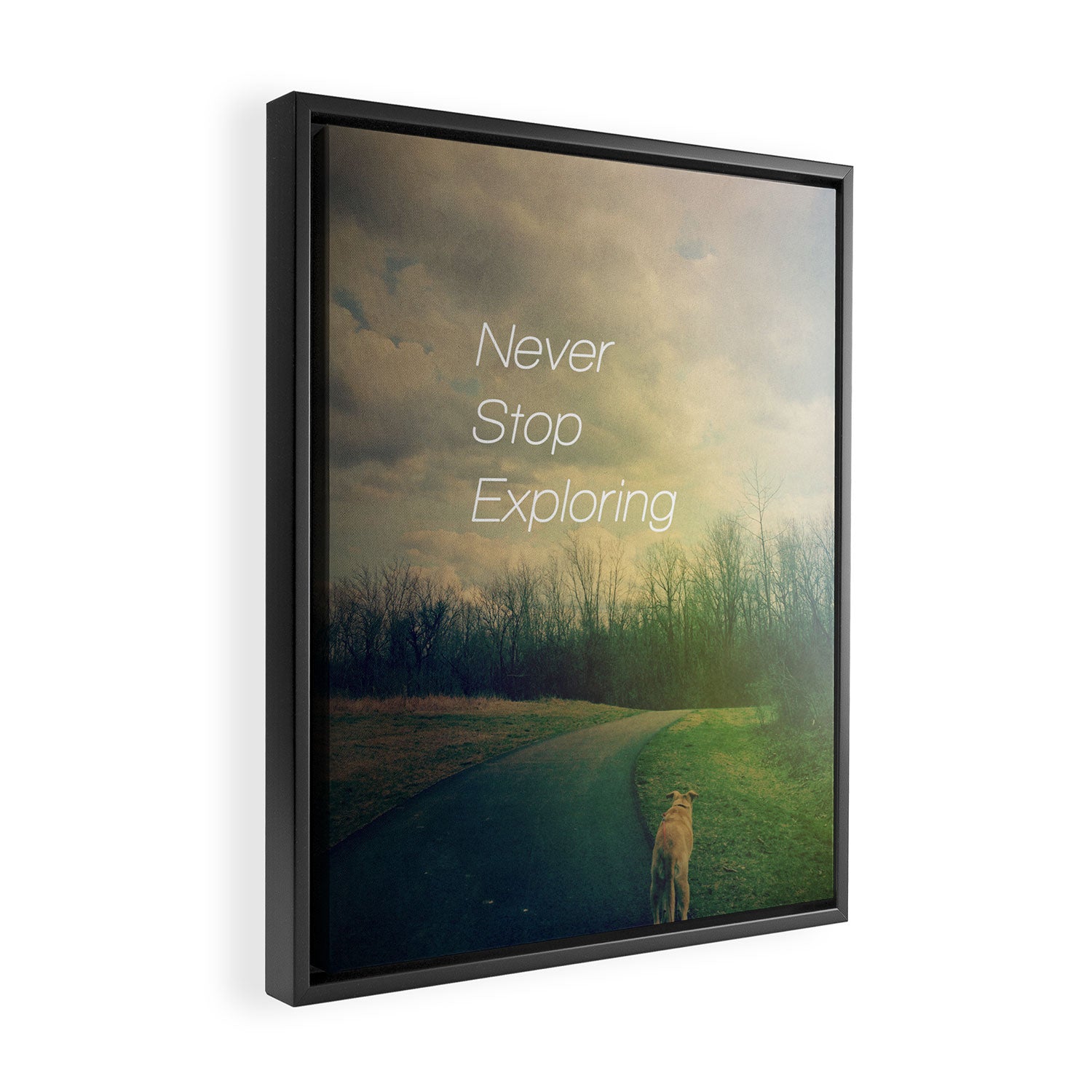 Never Stop Exploring Framed Canvas Print Gallery Image 2