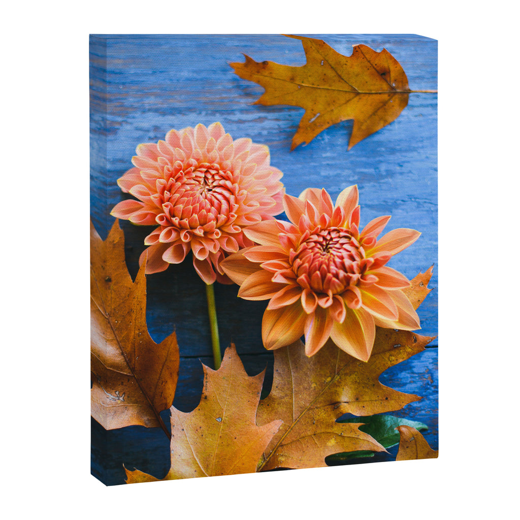 Oak Leaves and Dahlia Flowers Canvas Print Gallery Image 6