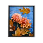Oak Leaves and Dahlia Flowers Framed Canvas Print Gallery Image 6