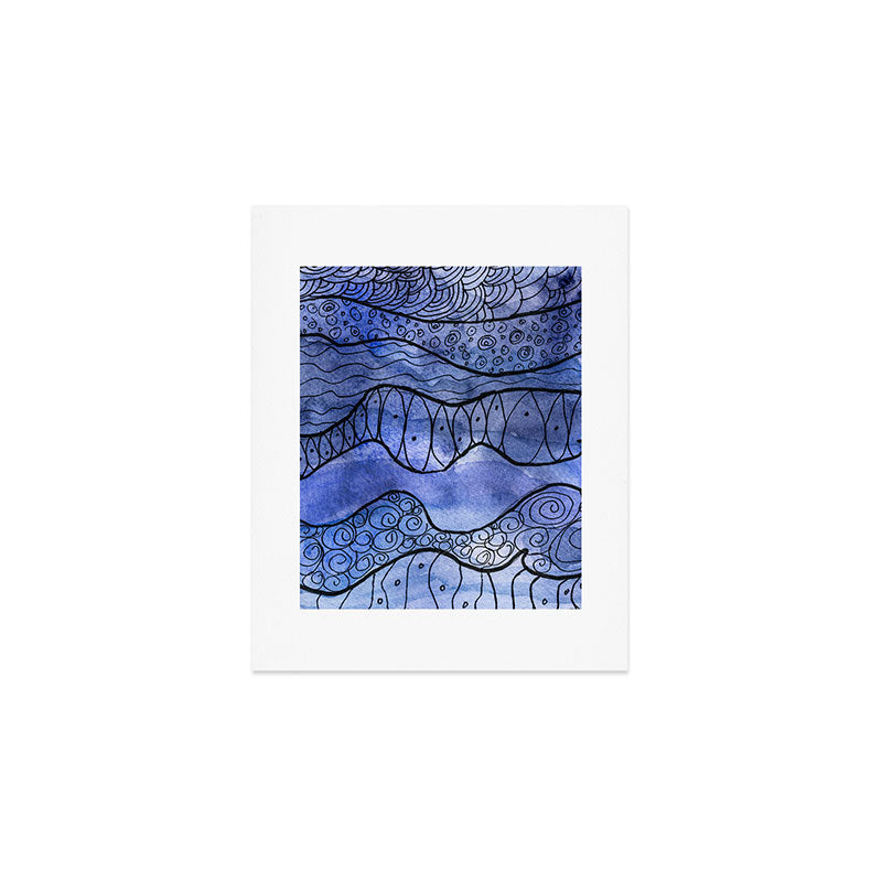 Ocean Waves Watercolor Line Art Art Print Gallery Image 1