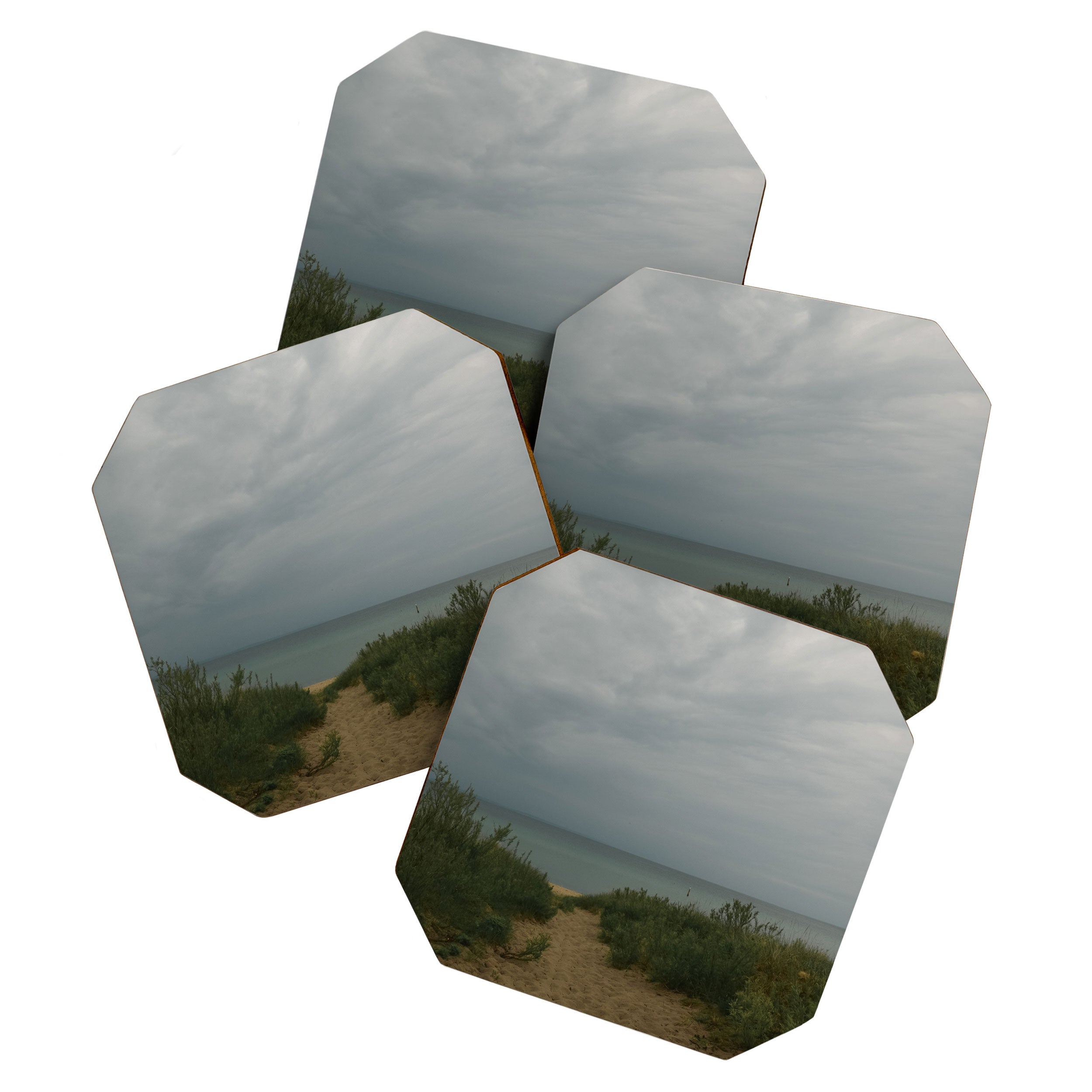 Overcast x beautiful Michigan beach photograph summer travel Coaster Gallery Image 1