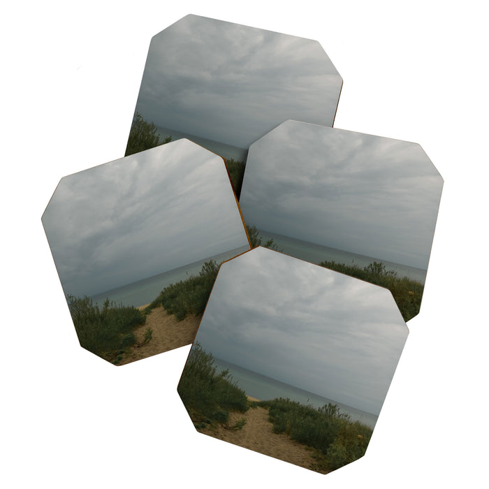 Overcast x beautiful Michigan beach photograph summer travel Coaster Gallery Image 1