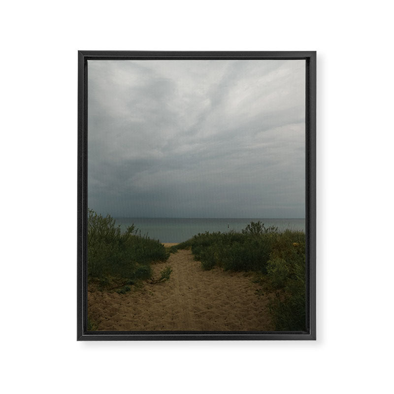Overcast x beautiful Michigan beach photograph summer travel Framed Canvas Print Gallery Image 6