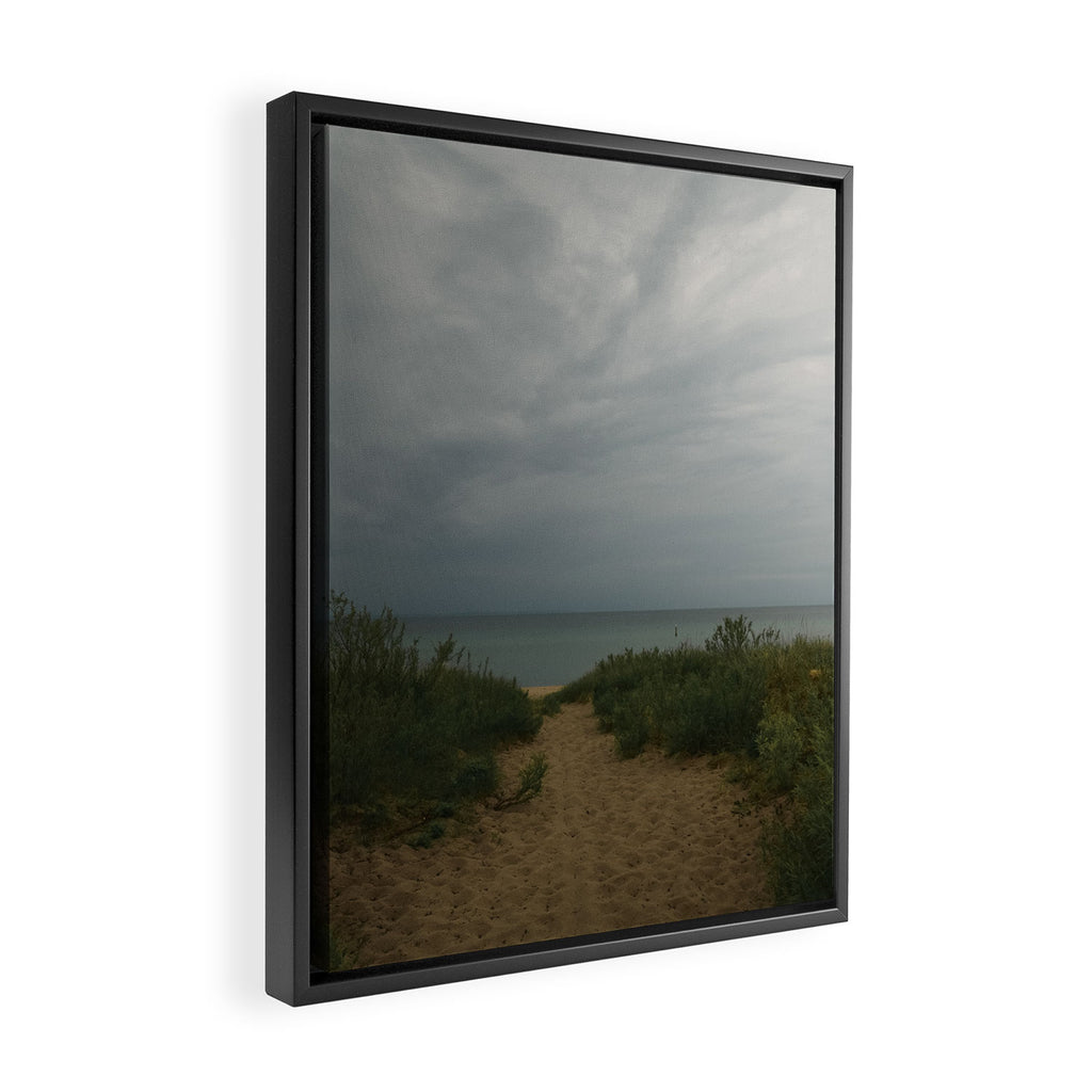 Overcast x beautiful Michigan beach photograph summer travel Framed Canvas Print Gallery Image 2
