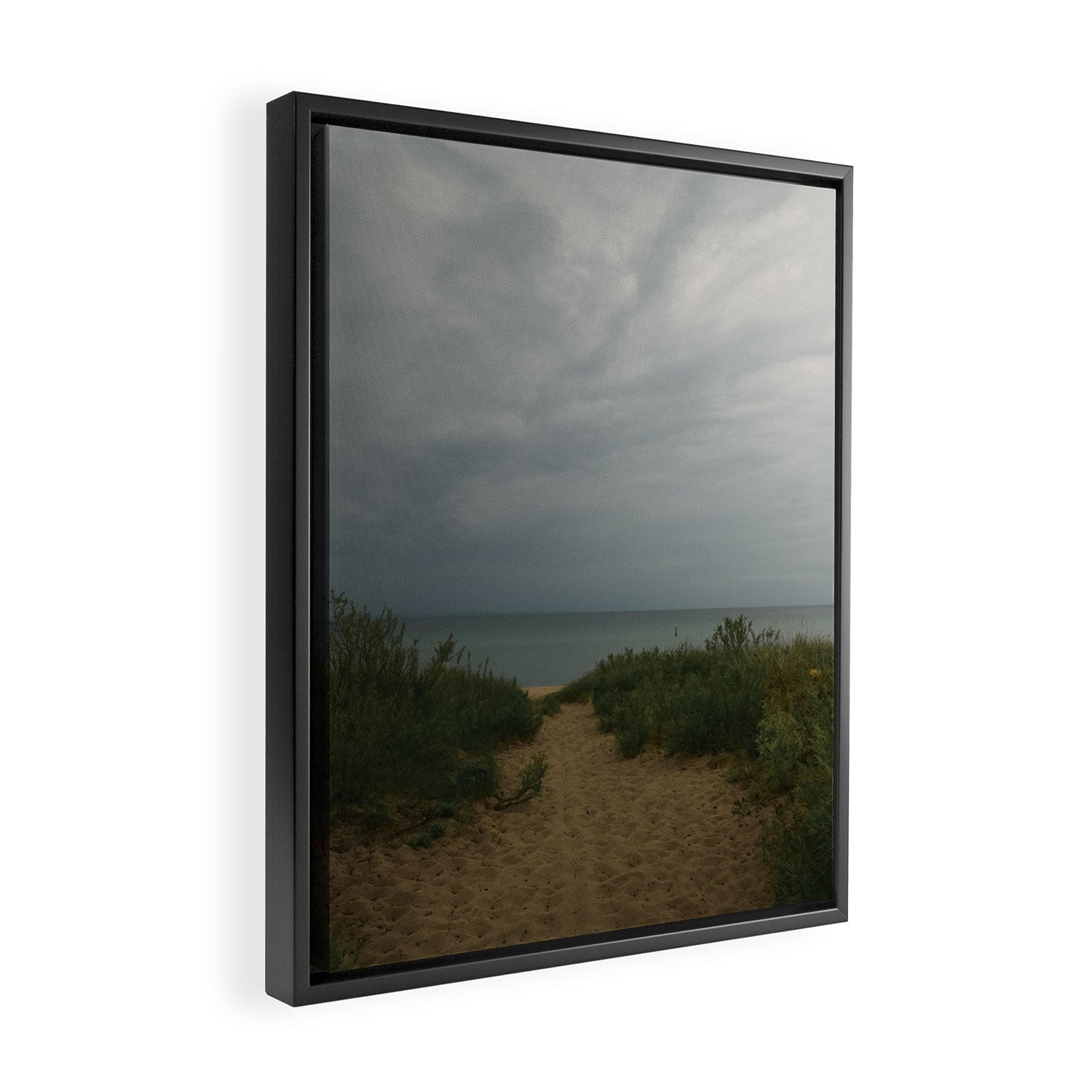 Overcast x beautiful Michigan beach photograph summer travel Framed Canvas Print Gallery Image 2