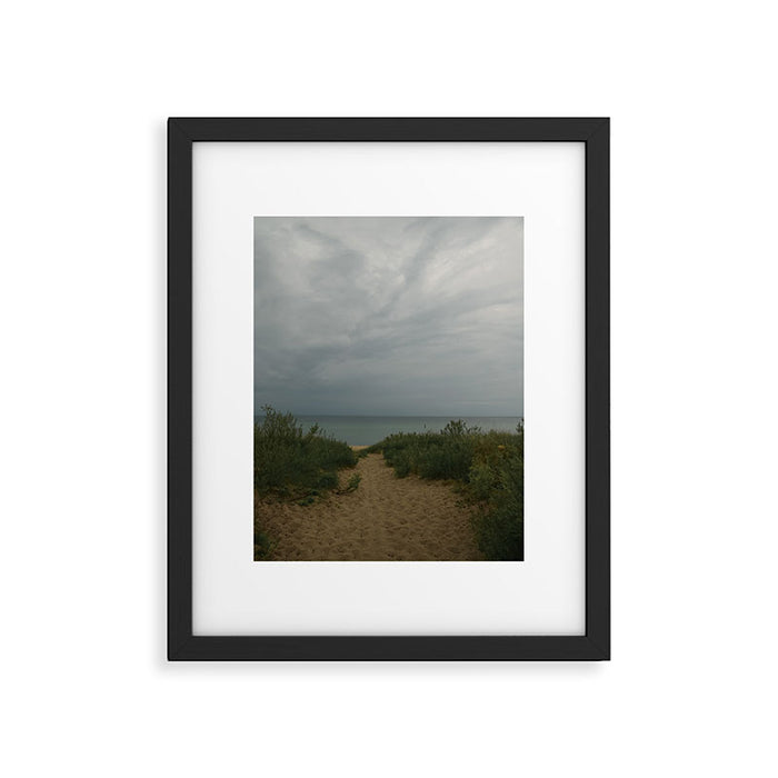 Overcast x beautiful Michigan beach photograph summer travel Framed Art Print Gallery Image 1