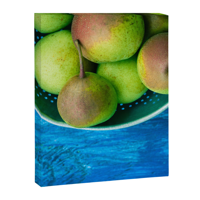 Pears on a Blue Table Canvas Print Gallery Image 1