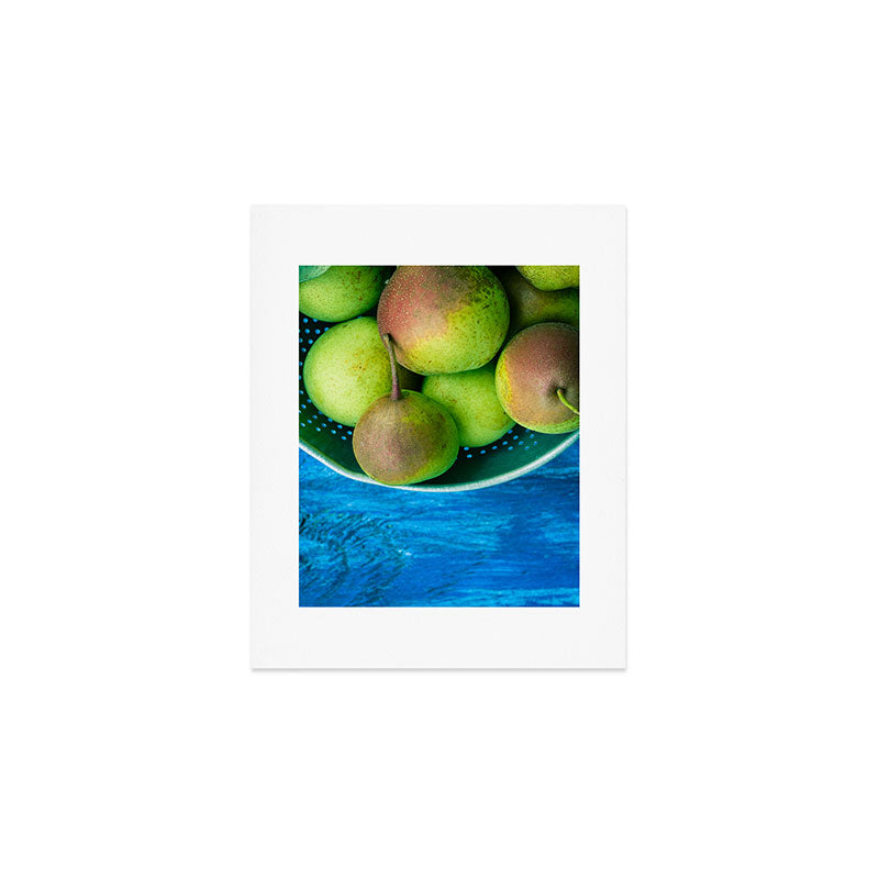 Pears on a Blue Table Art Print Gallery Image 1