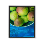 Pears on a Blue Table Framed Canvas Print Gallery Image 6