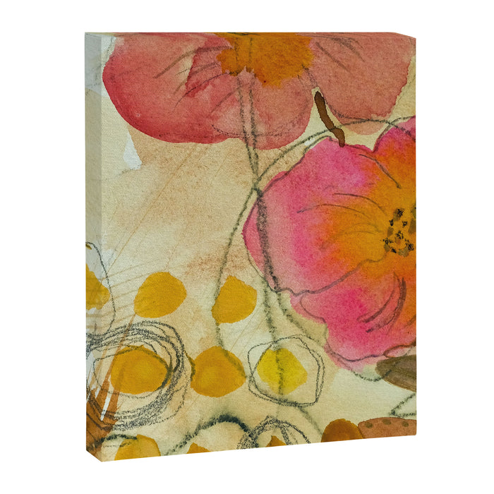 petals and circles mixed media floral watercolor abstract Canvas Print Gallery Image 1