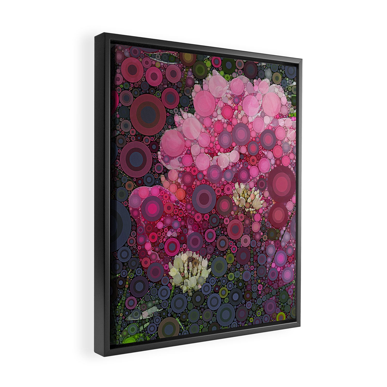 Pink Flowers at Twilight Abstract Framed Canvas Print Gallery Image 2