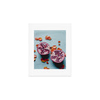 Pomegranate and Rose Petals - blue botanical flower food still life art Art Print Gallery Image 1