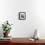 Pomegranate and Rose Petals - blue botanical flower food still life art Framed Art Print Gallery Image 2