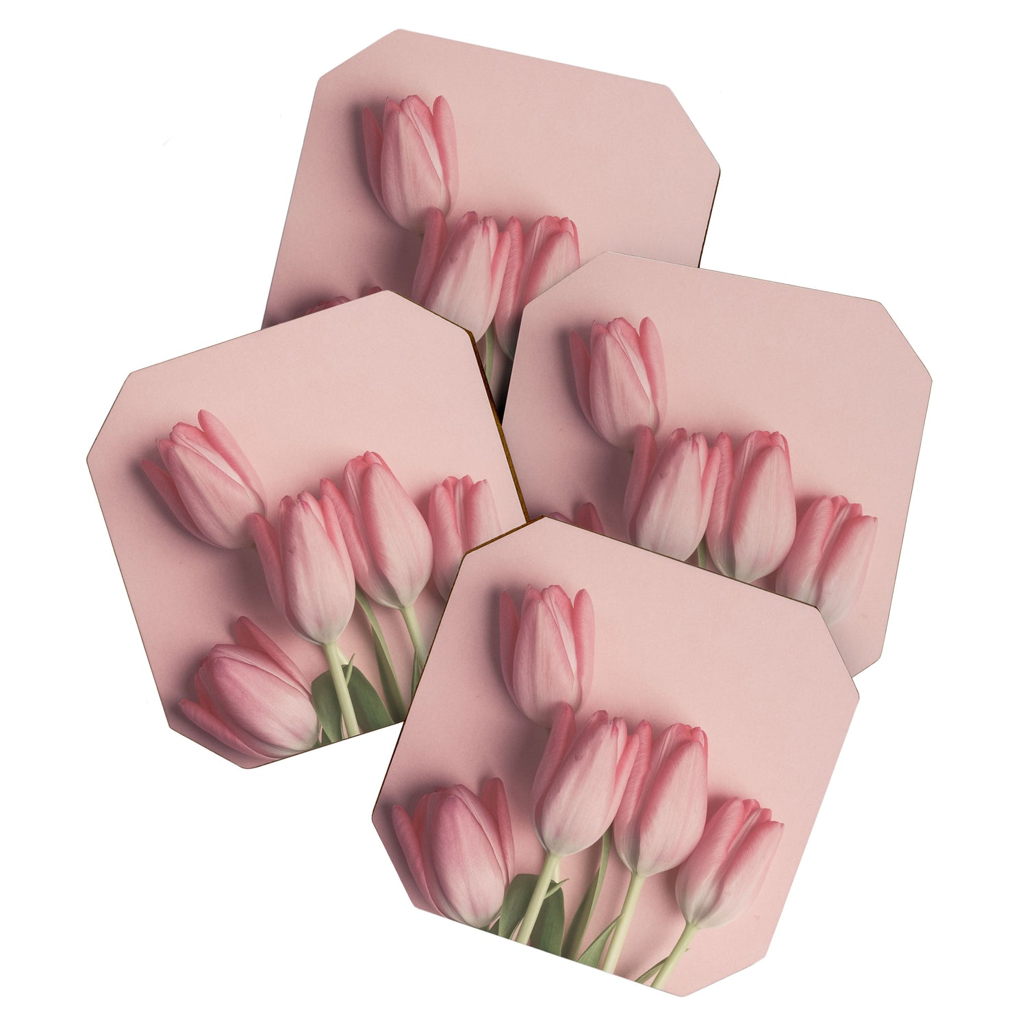 Pretty Pink Tulips spring still life flower photograph Coaster Gallery Image 1