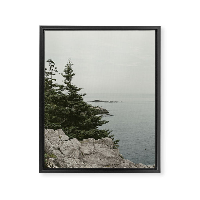 rocky coast - travel photography Maine coast nature Framed Canvas Print Gallery Image 1