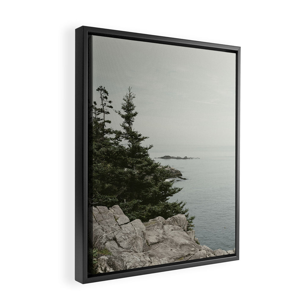 rocky coast - travel photography Maine coast nature Framed Canvas Print Gallery Image 2