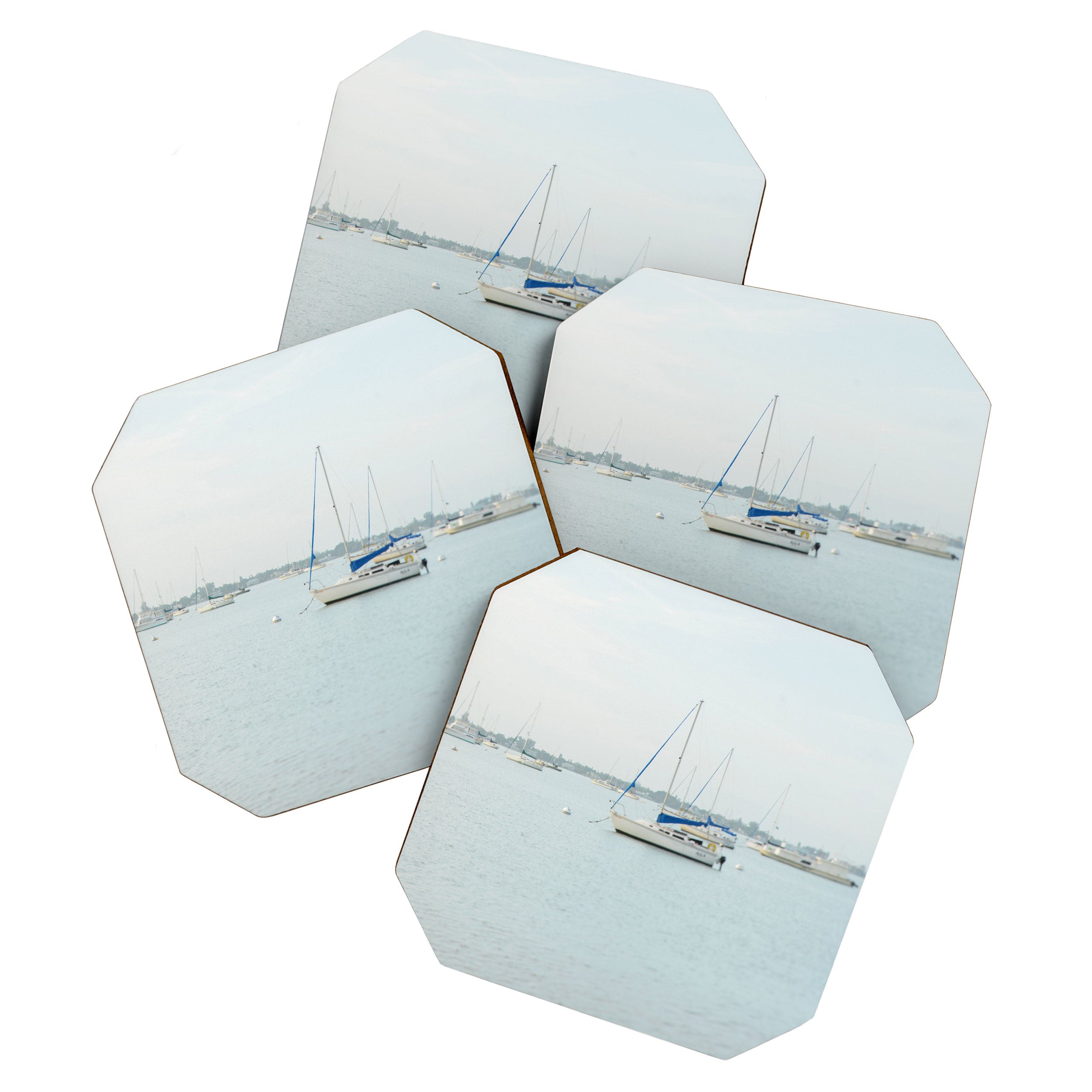 Sailboat Seascape - Modern Coastal Decor Coaster Gallery Image 1