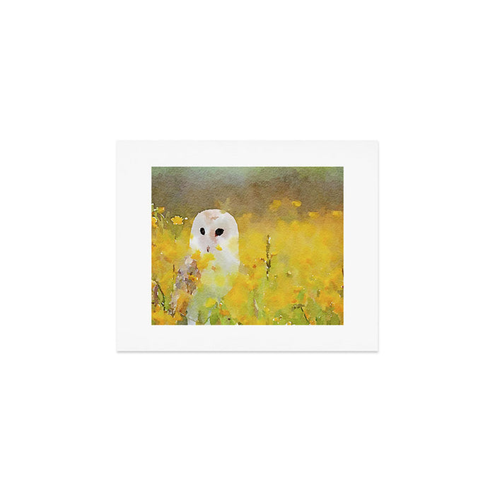 snowy owl in field Art Print Gallery Image 1
