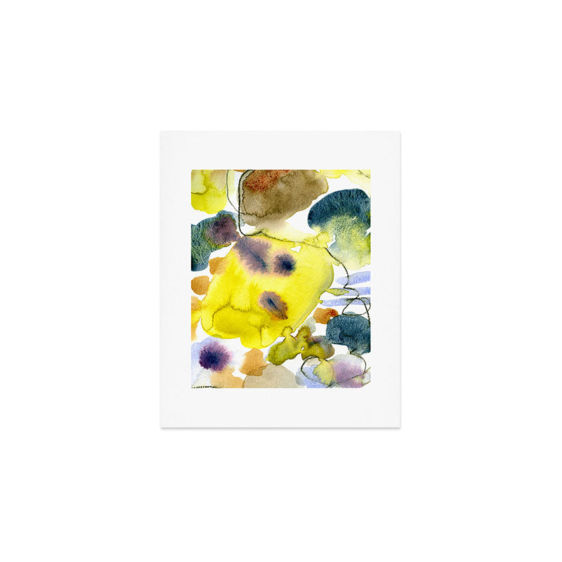 Spring Equinox 2 x colorful yellow watercolor abstract painting happy Art Print Gallery Image 1