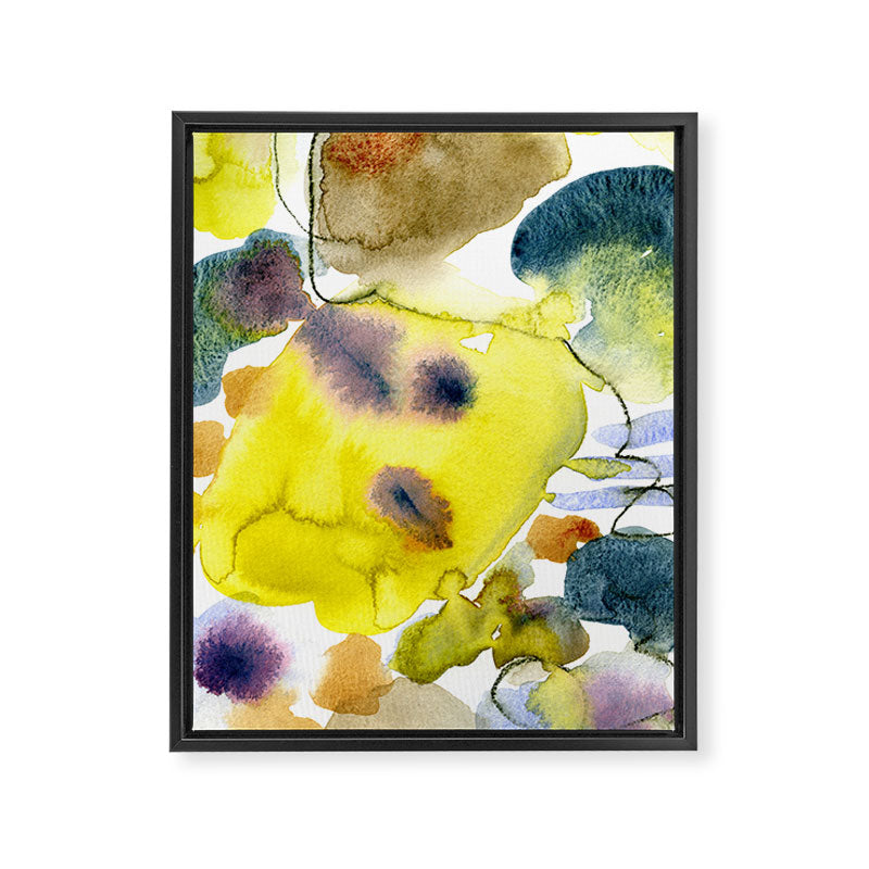 Spring Equinox 2 x colorful yellow watercolor abstract painting happy Framed Canvas Print Gallery Image 6