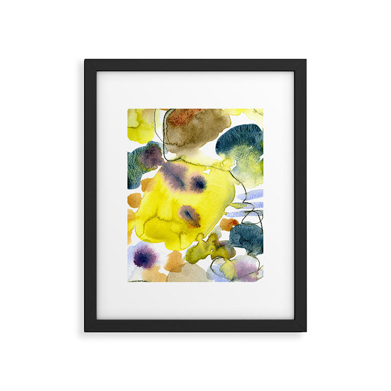 Spring Equinox 2 x colorful yellow watercolor abstract painting happy Framed Art Print Gallery Image 5