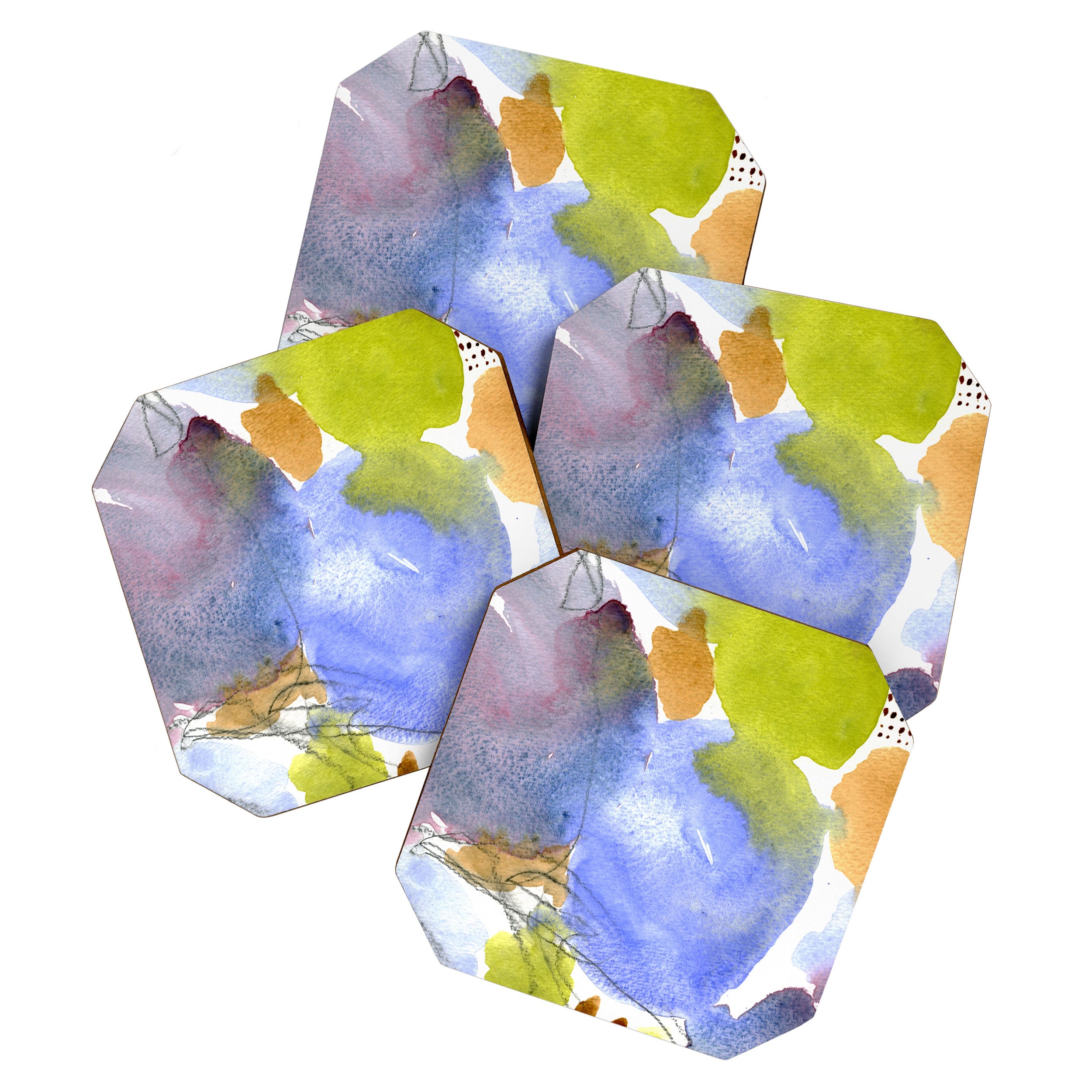 Spring Equinox x colorful happy watercolor abstract painting Coaster Gallery Image 1