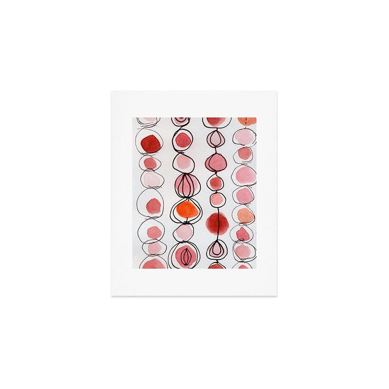 strawberries and a clementine - abstract watercolor painting pattern Art Print Gallery Image 1
