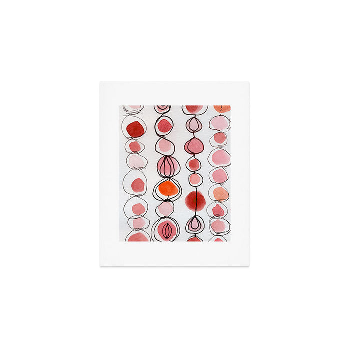 strawberries and a clementine - abstract watercolor painting pattern Art Print Gallery Image 1