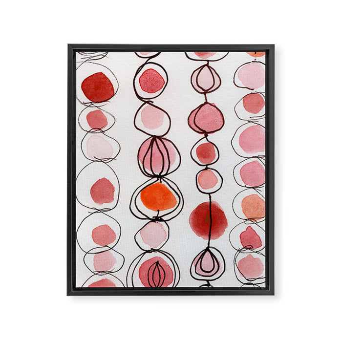 strawberries and a clementine - abstract watercolor painting pattern Framed Canvas Print Gallery Image 1